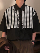 Men's Lace Patchwork Short Sleeve Shirt SKUL22324