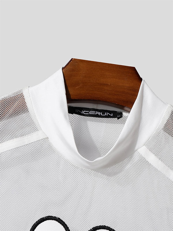 Men's Heart Print Sheer Casual Bodysuit SKUL13990