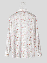 Mens Floral Print Mesh Long-Sleeve Shirt SKUL07658