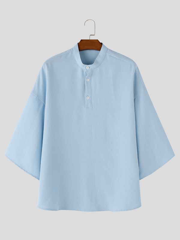 Men's Solid Color Batwing Sleeve Shirt SKUL59998