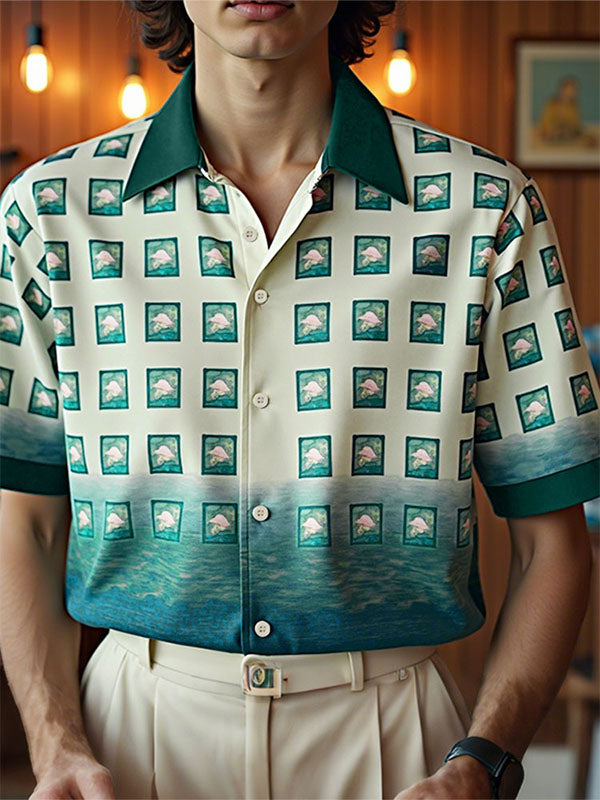 Mens Casual Print Short Sleeve Shirt SKUL16589