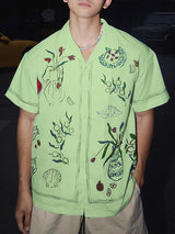 Men's Fun Floral Print Short Sleeve Shirt SKUL48634