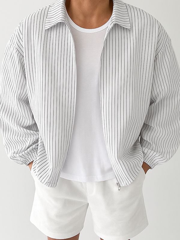 Men's Striped Lightweight Long Sleeve Jacket SKUL35087