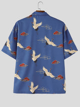 Men's Chinese Style Element Print Frog Button Short Sleeve Shirt SKUL56055