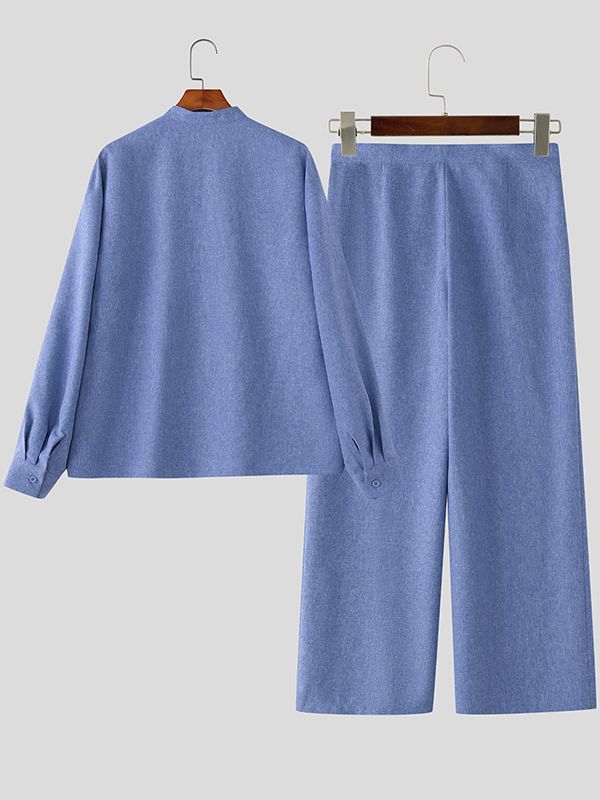 Men's Solid Color Loose Casual Two Pieces Outfit SKUL40092