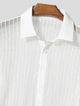 Men's Sheer Mesh Striped Long Sleeve Shirt SKUL48637