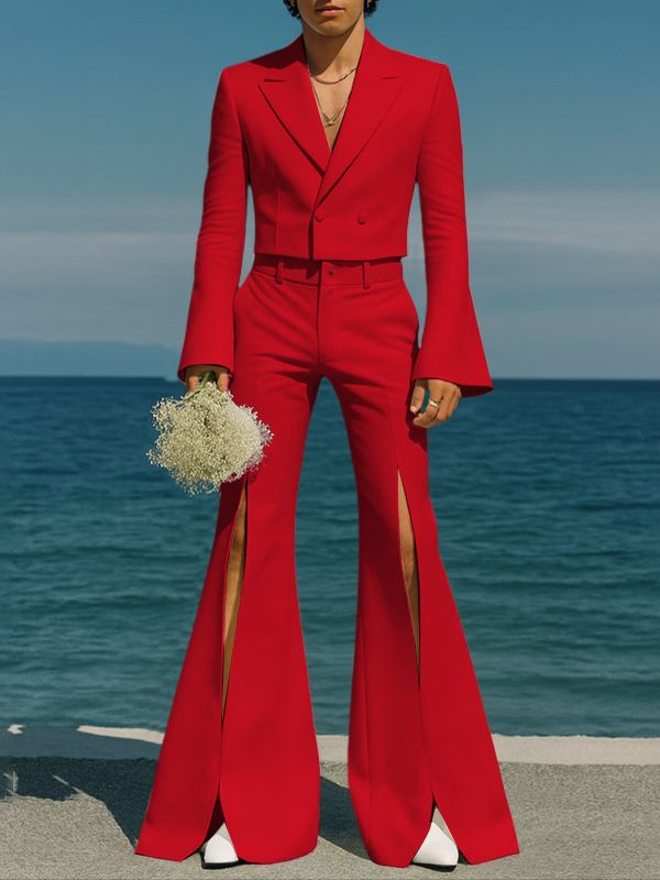 Men's Hollow Flared Casual Two Pieces Outfit SKUL36321