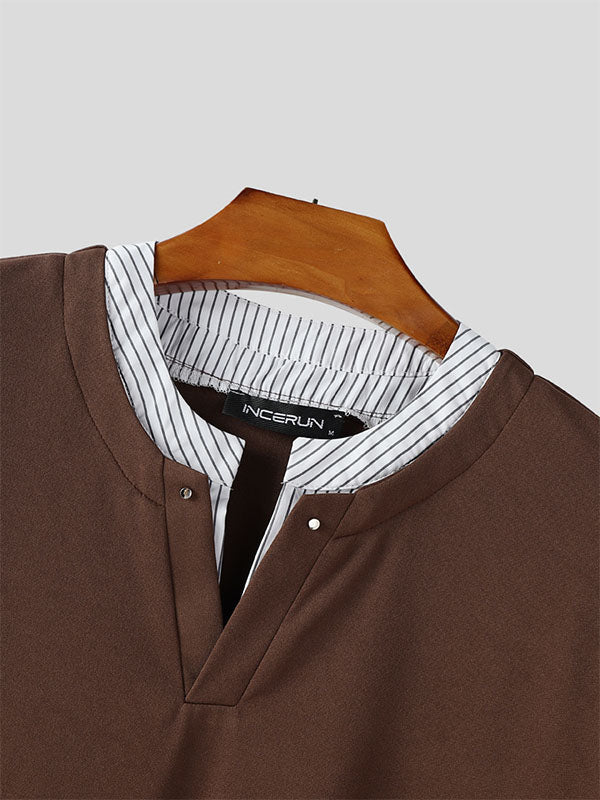 Men's Striped Colorblock Short Sleeve T-Shirt SKUL20901