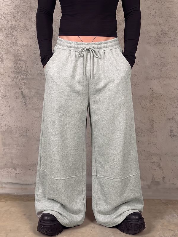 Men's Clean-Fit Casual City Walk Drawstring Elastic Waist Knee Seam Wide-Leg Sweatpant SKUL85930