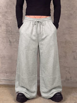 Men's Clean-Fit Casual City Walk Drawstring Elastic Waist Knee Seam Wide-Leg Sweatpant SKUL85930