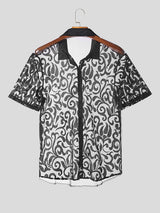 Mens Lace See Through Short Sleeve Shirt SKUK61375