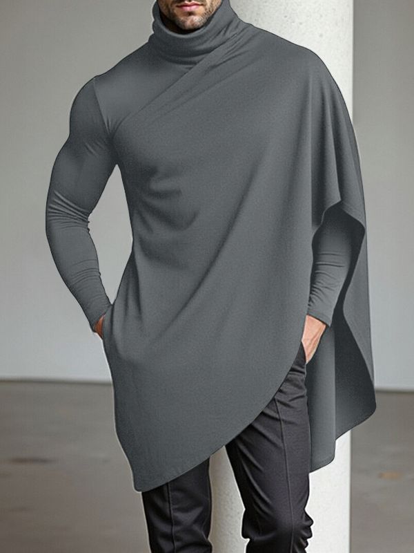 Men's Faux Two Piece High Neck Long Sleeve T-shirt SKUL43983