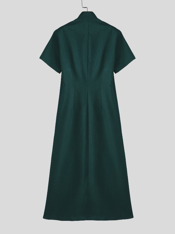 Men's Solid Color Stand Collar Short Sleeve Blazer SKUL23527