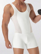 Men's Sheer Mesh Patchwork Sleeveless Bodysuit SKUL23652