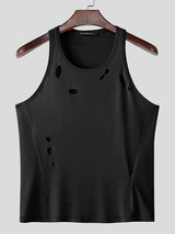 Mens Solid Color Cutout Casual Tank SKUL04418