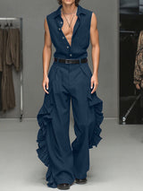 Men's Ruffle Patchwork Casual Two Pieces Outfit SKUL29598