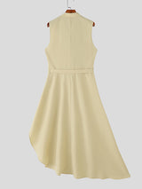 Mens Irregular Ruffled Hem Sleeveless Cardigan SKUL06389