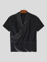 Men's Glitter V Neck Short Sleeve T-Shirt SKUL20268