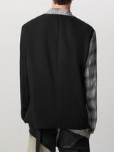 Mens Plaid Patchwork Long Sleeve Blazer SKUK76960