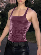 Men's Shiny Square Neck Casual Tank SKUL38050