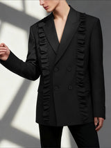 Men's French Ruffle Patchwork Long Sleeve Blazer SKUL43666