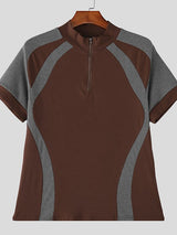 Men's Utility Style Contrast Color Short Sleeve T-shirt SKUL54077