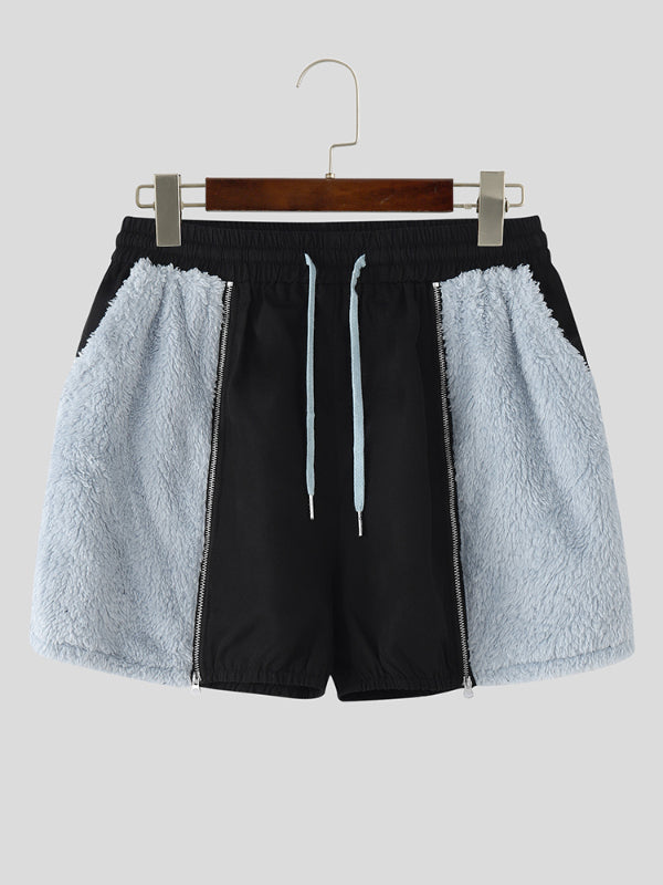 Men's Colorblock Plush Casual Short SKUL23639