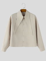 Men's High Street Early Autumn Drop Shoulder Cropped Long Sleeve Exaggerated Lapel Collar Shirt SKUL76420