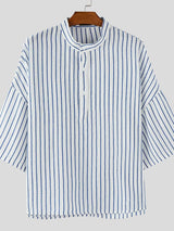 Men's Loose Stripe Half Sleeve Shirt SKUL28485