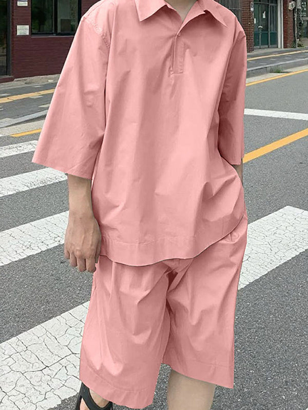 Mens Solid Color Casual Two Pieces Outfit SKUL08517