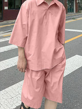 Mens Solid Color Casual Two Pieces Outfit SKUL08517