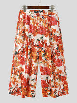 Mens Floral Print Loose Wide Leg Pants SKUK56690