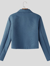 Men's Solid Color Cropped Casual Jacket SKUL35214