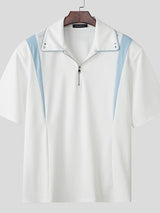 Men's Color Block Zip Lapel Shirt SKUL37556