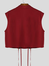 Mens Solid Color Drawstring Cropped Tank SKUL07544