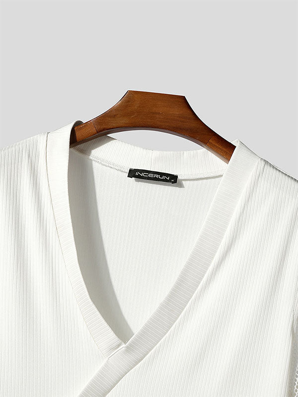 Mens Sheer Mesh Patchwork Short Sleeve T-Shirt SKUL15192