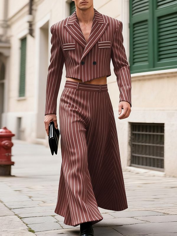 Men's Striped Cropped Two Pieces Outfit SKUL33060