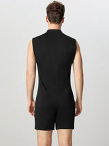 Mens Semi-Sheer Zipper Sleeveless Bodysuit SKUK84750