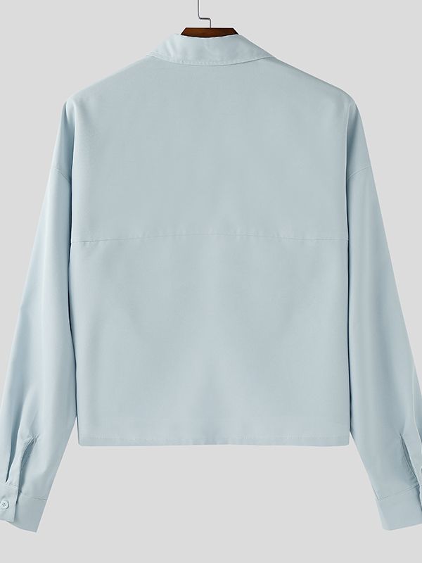 Men's Solid Color Casual Long Sleeve Shirt SKUL37283