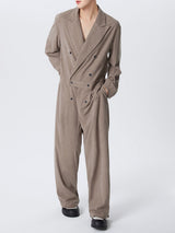 Mens Textured Striped Long Sleeve Jumpsuit SKUK74991