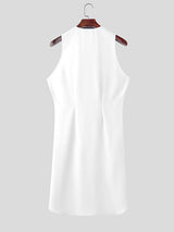 Men's Solid Color Asymmetric Button Tank SKUL58516