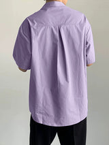 Mens Solid Color Short-Sleeve Pocket Shirt SKUL01121