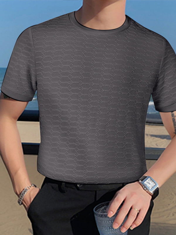 Mens Texture Crew Neck Short Sleeve T-Shirt SKUK07556