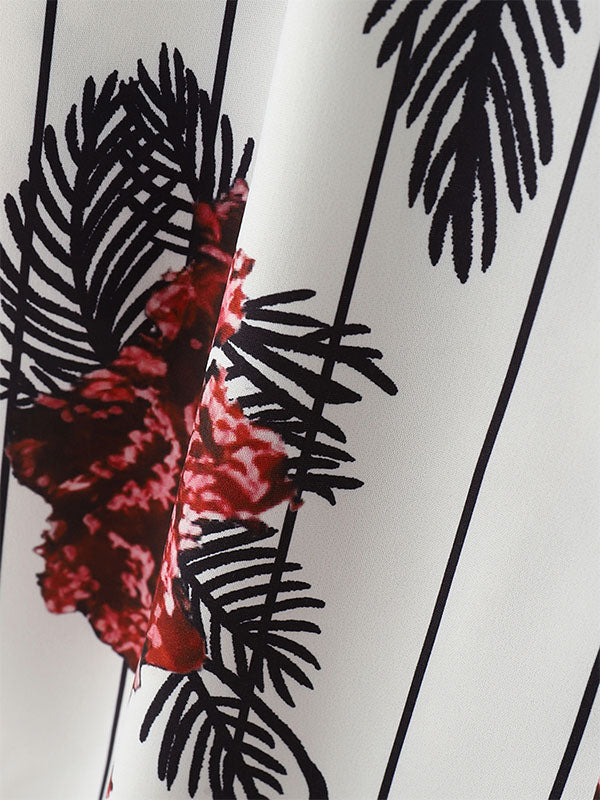 Mens Floral Print Striped Two Pieces Outfit SKUL08648