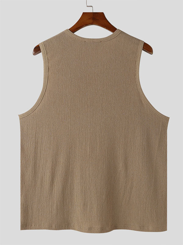 Mens Solid Color Layered Look Sleeveless Tank SKUK68787