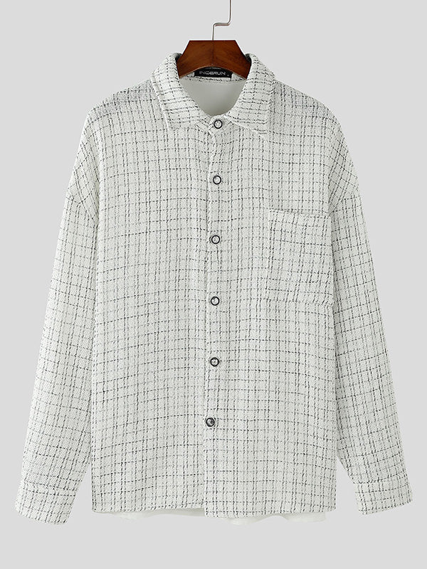 Mens Chic Woven Textured Long-Sleeve Shirt SKUK82234