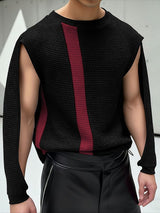 Men's Striped Contrast Color Cut Out Long Sleeve T-shirt SKUL46556