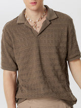 Mens Solid Textured Short Sleeve Casual Shirt SKUK58910