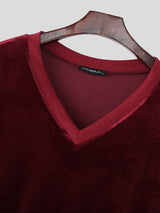 Men's Solid Color Casual V Neck Two Piece Outfit SKUL50056