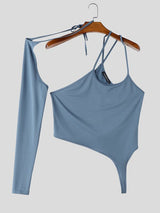 Men's Avant-Garde Asymmetrical Cutout One Sleeve Strappy Cropped Tank SKUL70309